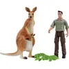 Image de Schleich, série WILD LIFE, ensemble "Kangourou" avec le Ranger, référence 81540