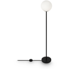 Image de Lampadaire, métal noir, verre blanc mat, H 155cm