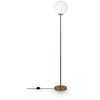 Image de Lampadaire, métal couleur laiton, verre blanc mat, H 155cm