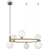 Image de Lampe à suspendre, métal, couleur laiton, verre blanc, hauteur 178cm