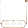 Image de Lampe à suspension, 3 flammes, laiton E14 douilles, verre blanc