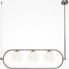 Image de Lampe à suspension, 3 flammes, nickel E14 douilles, verre blanc