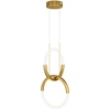 Image de Lampe LED suspendue, anneaux métalliques dorés, 2 flammes