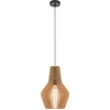 Image de Lampe suspendue noire avec abat-jour en bois Ø30cm Roots 1xE27 40W Maytoni