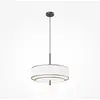 Image de Suspension à abat-jour rond BERGAMO blanc et noir, 5xE27x60W, tissu, dimensions : 346x50x50 cm, IP20, Maytoni