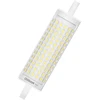 Image de Lampe LED OSRAM Line, avec filament, longueur de 118 mm, corps en plastique transparent, 20 W, culot R7s pour remplacement, classe énergétique D, 3000 lm, lumière blanche chaude de 3000 K, idéale pour l'éclairage général.