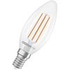 Image de Ampoule LED OSRAM Energy Class en forme de mini bougie classique, 3.8 W / 806 lm, EEK A, lumière blanche froide (4000 K), CRI 80, en verre transparent sans plomb, culot E14, IP20, diamètre 35 mm.