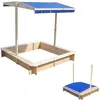 Image de Bac À Sable, Caisse À Sable, Maison De Jeu, Bois Avec Toit Réglable Bleu Nouveau