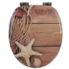 Image de Abattant De Toilette En Mdf Avec Charnière, Couvercle De Wc, Fixation Rapide, Antibactérienne, 43, 6x37, 8cm, Étoile De Mer, Sable Ii - Woltu