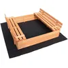 Image de Wiltec - Bac À Sable   980 X 980 X 200 Mm   En Bois D'Épicéa   Avec Couvercle Repliable, 2 Bancs Intégrés, Sol Non-tissé   Jeux Extérieur Enfants