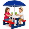 Image de Spielwerk® Salon de jardin pour enfants - Table Pique-nique avec banc et parasol - Idéal pour activités extérieures, goûter d'anniversaire, bac à sable, loisirs et jeux