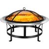 Image de GARDEBRUK® Brasero de jardin rond 75 cm acier inoxydable avec couvercle extérieur jardin grille projections d'étincelles