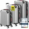 Image de MONZANA® Lot de 3 valises rigides Argent M/L/XL 4 roues 360° Poignée télescopique Cadenas à combinaison valise à roulettes