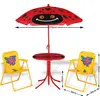 Image de Spielwerk® Salon de jardin pour enfants avec parasol réglable en hauteur 2X chaise pliante protection UV extérieur enfants
