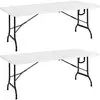 Image de Set 2 Tables De Camping Pliantes Plastique Rectangulaires Buffet Pique-nique 8 Personnes Intérieur Extérieur - Casaria
