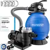 Image de MONZANA® Pompe filtre à sable 9,6 m³ auto-amorçante pour piscines jusqu’à 30 m³ préfiltre vanne 7 voies raccord 2en1 Ø32-38mm système de filtration à sable