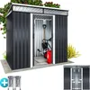 Image de Gardebruk - Abri De Jardin En Acier Galvanisé 3,35m³ 2 Fenêtres Fondation Incluse Porte Coulissante Cabane De Jardin Outils