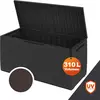 Image de DEUBA® Coffre de rangement jardin 310L Anthracite aspect rotin   Résistant UV avec roulettes et poignées   Coffre extérieur pour coussins, balcon, terrasse, véranda 123x53 cm