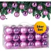 Image de Casaria® Lot De 54 Boules De Noël En Plastique Robuste Décoration De Noël Intérieur Extérieur Décoration Pour Sapin Rose