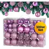 Image de Lot De 100 Boules De Noël En Plastique Robuste Décoration De Noël Intérieur Extérieur Décoration Pour Sapin Rose