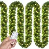 Image de Guirlande De Noël Lumineuse Décoration En Sapin Artificiel Avec Lumières Blanc Chaud Pour Porte Fenêtre Balustrade 5 M 100 Leds + Télécommande