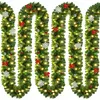Image de Guirlande De Noël Lumineuse Décoration En Sapin Artificiel Avec Lumières Blanc Chaud Pour Porte Fenêtre Balustrade 10m Décoré 160 Leds