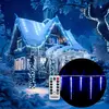 Image de MONZANA® Guirlande lumineuse stalactites 40 LED Bleu Télécommande Minuterie 8 modes Illumination Extérieur décoration noël