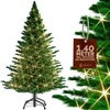 Image de Sapin de Noël artificiel CASARIA® de 140 cm avec guirlande lumineuse, branches denses, montage rapide, pied métallique, aspect naturel, difficilement inflammable, vert, sapin noble