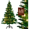 Image de Sapin de Noël artificiel CASARIA® de 150 cm, guirlande lumineuse de 100 LED, sapin avec éclairage d'aspect naturel, système d'emboîtement, branches denses, stable, difficilement inflammable