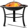 Image de Brasero rond Sevilla Ø 76 cm acier laqué pierres mosaïque accessoires couvercle jardin terrasse feu bois charbon briquette barbecue