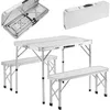 Image de Ensemble Table De Camping Bancs Camping Valise De Transport Table Camping Pliante Banc Blanc