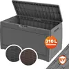 Image de Coffre de Rangement Gris Malle 310 litres Stockage Coussins avec roulettes Extérieur Jardin