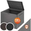 Image de Casaria® Coffre de Jardin Exterieur 190 L Gris - Caisse de rangement étanche Effet Bois - Malle avec poignées latérales pour Jardin Terrasse ou Balcon