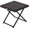 Image de Table De Jardin Table D'Appoint Support De Fleurs Salon De Jardin Table Pliante Polyrotin + Métal Marron 40 X 40 X 40 Cm