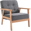 Image de Fauteuil Style Scandinave Rembourre En Tissu Et Bois 64.5x70x74 Cm Gris