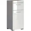 Image de Meuble Sous Vasque Simple Blanc   1 Porte Et 1 Tiroir   Dimensions L 37 X P 31 X H 79 Cm   Aggloméré Mélaminé Résistant À L'Humidité   Trendteam