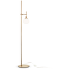 Image de Lampadaire, métal laiton, douille E14, verre blanc, H 55cm