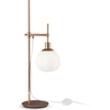 Image de Lampe de table, métal laiton, douille E14, verre blanc, H 65cm