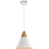Image de Suspension, métal, bois brun, blanc, douille E27