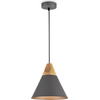 Image de Suspension, métal, bois brun, noir, douille E27