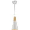 Image de Suspension, métal, bois brun, blanc, douille E27