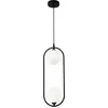 Image de Suspension, métal noir, 2 flammes, H 204cm
