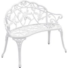 Image de [casa.pro] Banc de jardin 2 places en fonte blanche Banc de parc résistant aux intempéries Banc en fer antique Banc rond