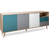 Image de Buffet bas - Chêne Sonoma et Blanc - Style Scandinave - 3 portes - KUBA - 180 cm