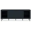 Image de Meuble TV - CARACAS - 180 x 68 x 40 cm - 2 portes vitrées + 2 portes - Bleu marine