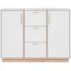 Image de CALICOSY - Buffet 2 portes et 3 TiroirsReproduction Blanc et Bois L125 cm - SPLIT