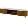 Image de MASSIVMOEBEL24 | Meuble TV en bois de Manguier 180x36x51 marron laqué / marbre blanc BARCELONA #211
