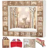 Image de BRUBAKER Calendrier de l'Avent Forêt Bois Blanc Naturel avec éclairage LED 35.5 x 6 x 27 cm
