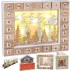 Image de Brubaker Calendrier de l'Avent réutilisable en bois à remplir - Père Noël volant avec éclairage LED - Calendrier de Noël DIY 35.5 x 6 x 27 cm