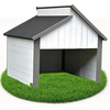 Image de Mucola Robot de tonte Garage en bois Abri pour robot à gazon Protection solaire Toit de garage Tondeuse à gazon Maison Station - Gris / Blanc